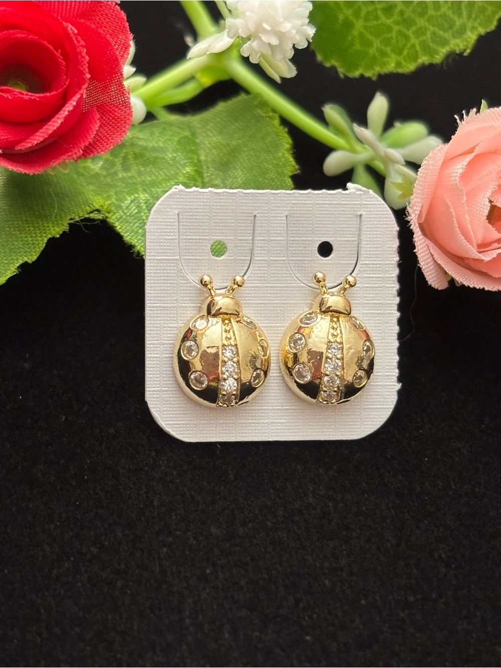 Gold Plated Ladybug Earrings